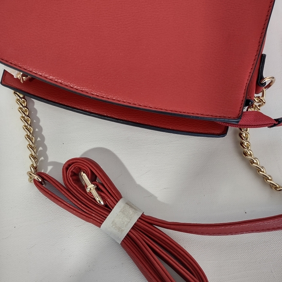 Vegan Hand Bag Purse Red and Gold Fall Autumn Satchel Crossbody Women's Clothing - Picture 12 of 12